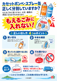 カセットボンベ・スプレー缶などの分別にご協力を